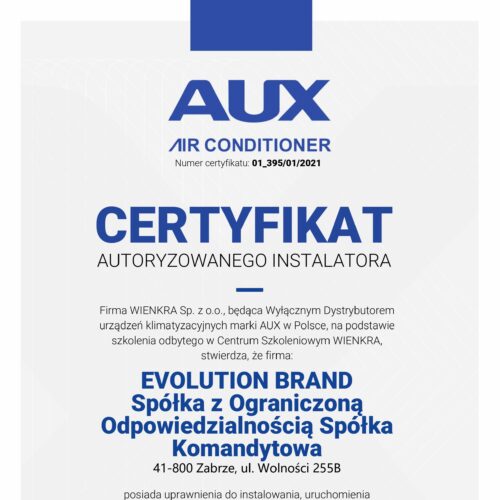 Certyfikat AUX - Klimatyzacja